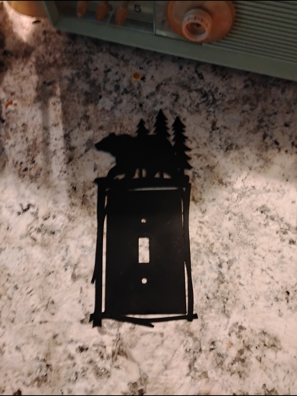 Metal Black Bear & Trees Single Toggle Light Switch Cover